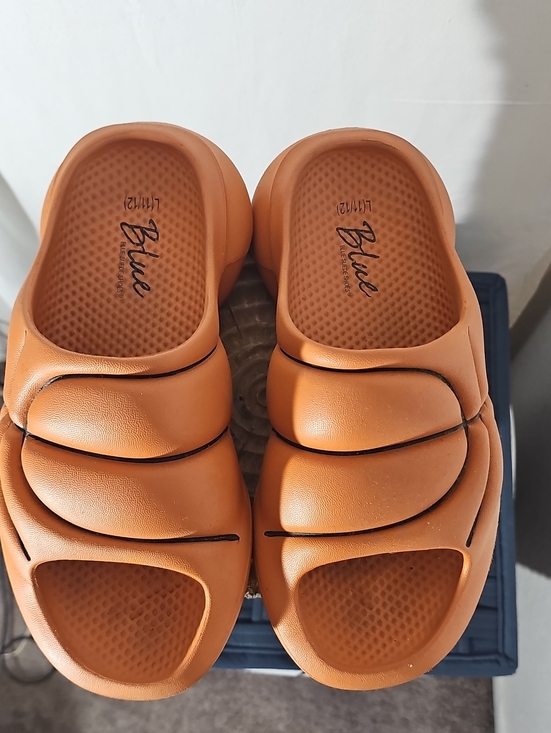 Blue Suede Shoes Other - Blue Foam Slide Sandals for Men in Tan